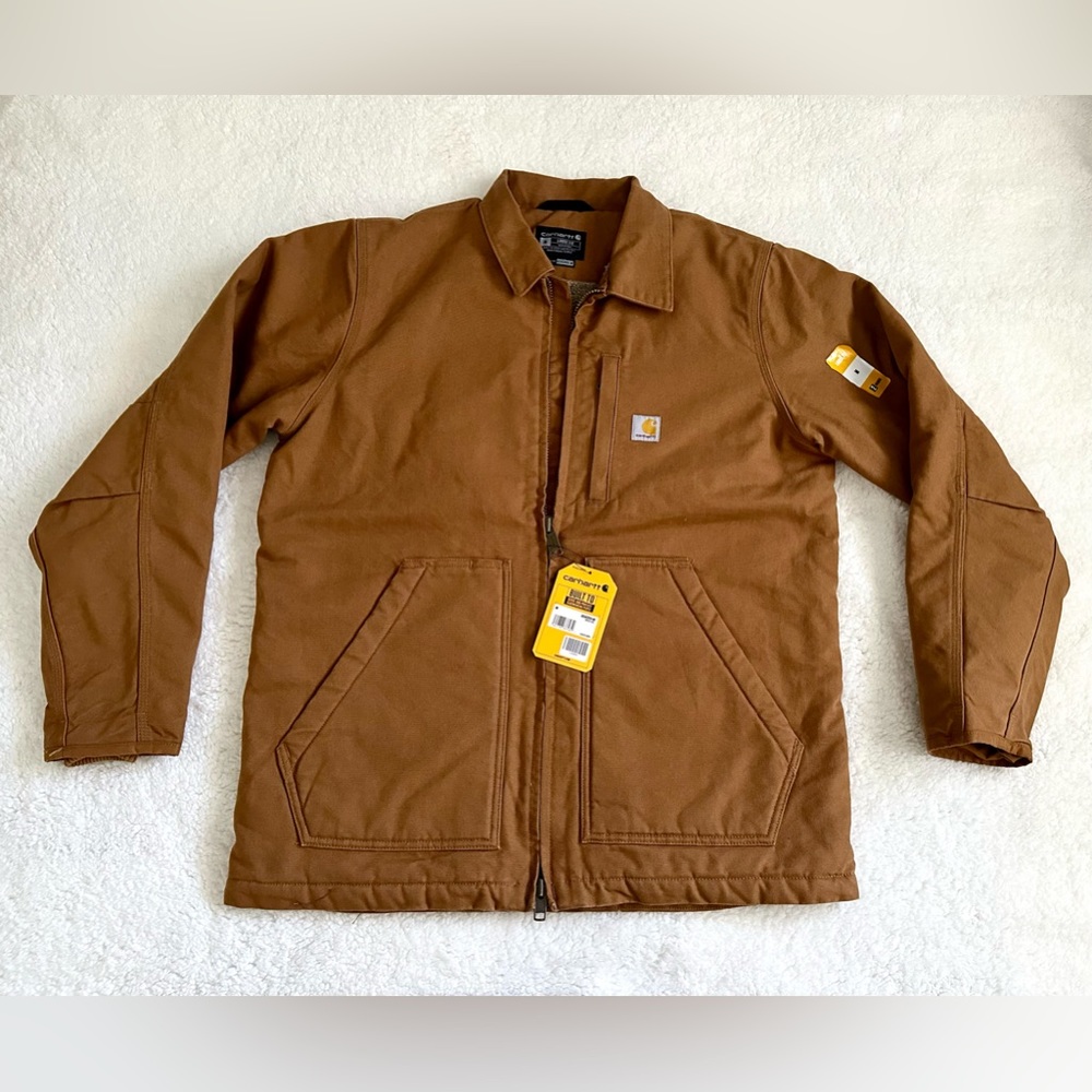 Carhartt Washed Duck Sherpa-Lined Coat, Loose Fit, Tan/Brown